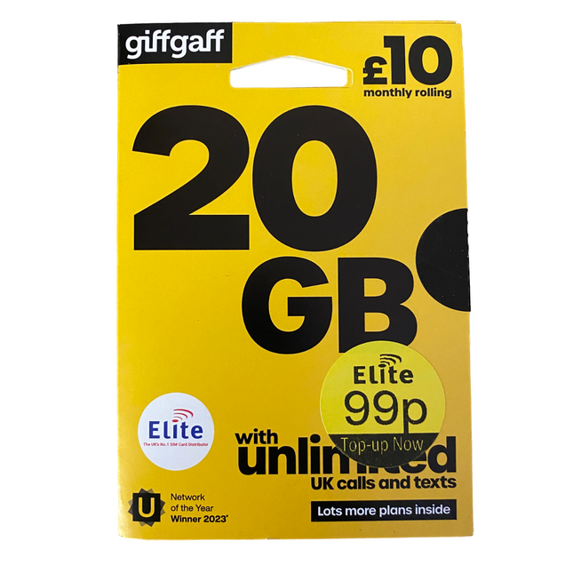 giffgaff Pay As You Go Sim Card - £10