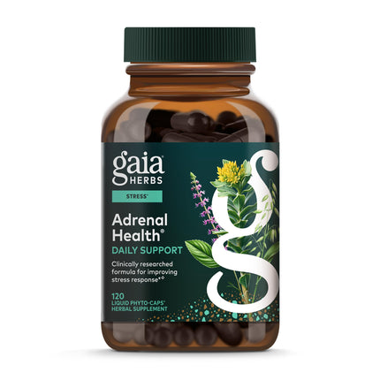 Gaia Herbs Adrenal Health Daily Support - Ashwagandha, Holy Basil & Schisandra | 120 Vegan Liquid Phyto-Caps (60 Servings)