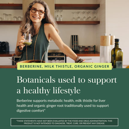 Gaia Herbs Berberine & Milk Thistle — Liver Support, Metabolism & Digestive Wellness | 60 Vegan Capsules