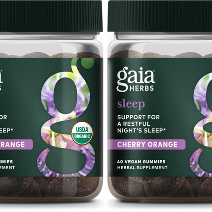 Gaia Herbs Organic Sleep Gummies – Sleep Support with Ashwagandha, Reishi, and Passionflower | 40 Count (Pack of 2)