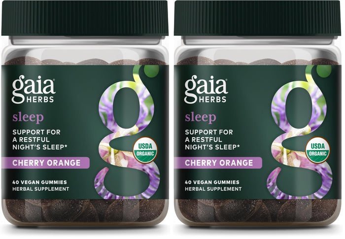 Gaia Herbs Organic Sleep Gummies – Sleep Support with Ashwagandha, Reishi, and Passionflower | 40 Count (Pack of 2)