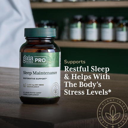 Gaia Herbs PRO Sleep Maintenance | Adrenal Health & Sleep Support (60 capsules)