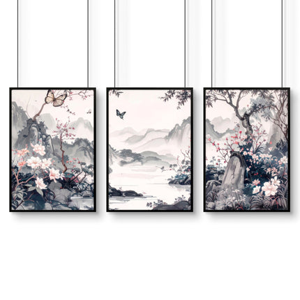 Gallery Wall Prints | Set of 3 Chinoiserie Wall art Prints