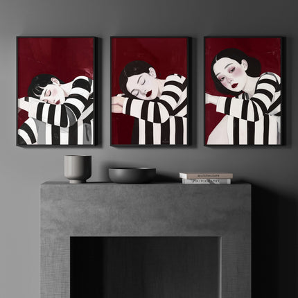 Gallery Walls Living Room | Set of 3 Boho Women Wall art Prints