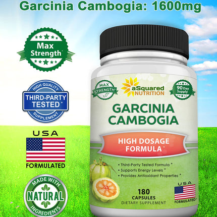 aSquared Garcinia Cambogia 1600mg – 180 Capsules | Ultra HCA