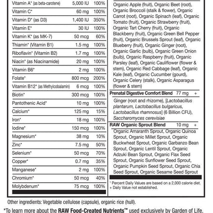 Garden of Life Vitamin Code RAW Prenatal - 30 Vegetarian Capsules