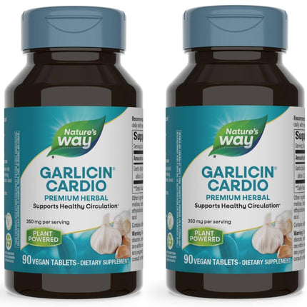 Nature’s Way Garlicin Cardio – Premium Herbal Circulation Support (350 mg, 90 Tablets)