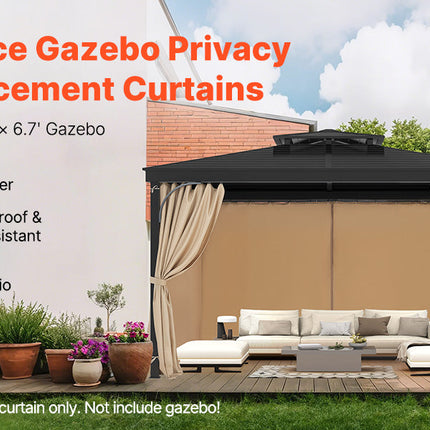 VEVOR Gazebo Curtains 4-Panel Sidewall Gazebo Privacy Curtains with Zippers Universal Sunshade Curtains Replacement for Patio