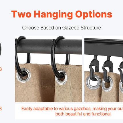 VEVOR Gazebo Curtains 4-Panel Sidewall Gazebo Privacy Curtains with Zippers Universal Sunshade Curtains Replacement for Patio