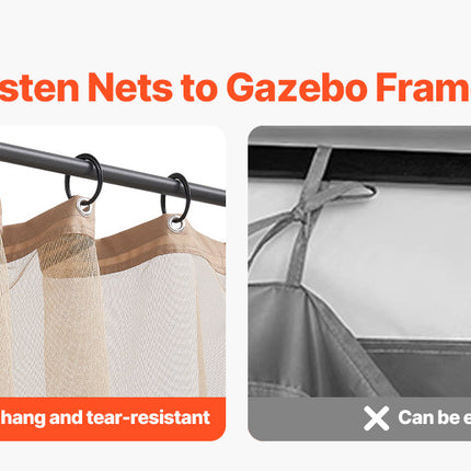 VEVOR Gazebo Netting Replacement Outdoor Garden Gazebo Ne 4-Panel Sidewall Mesh Gazebo Curtain with Double Zipper for Garden