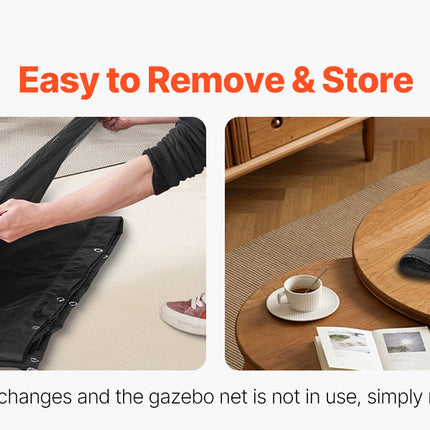 VEVOR Gazebo Netting Replacement Outdoor Garden Gazebo Net 4-Panel Sidewall Mesh Gazebo Curtain with Double Zipper for Garden