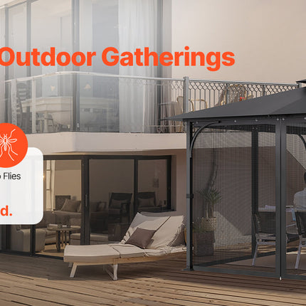 VEVOR Gazebo Netting Replacement Outdoor Garden Gazebo Net 4-Panel Sidewall Mesh Gazebo Curtain with Double Zipper for Garden