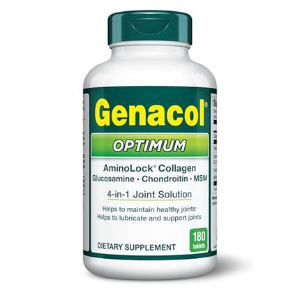 Genacol Optimum: Joint Support Tablets with Glucosamine, Chondroitin, MSM & Ultra-Hydrolyzed Collagen - 180 Count