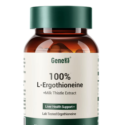 GENEIII Milk Thistle + L-Ergothioneine – Liver & Cellular Health Support | 30mg Ergothioneine | Vegan, Non-GMO | 30 Count