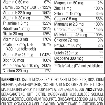 Generic Equate 50+ One Daily Multivitamin - Compare to Centrum Silver 400 Ct