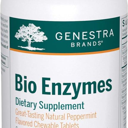 Genestra Brands Bio Enzymes – Complete Digestive Enzymes, Chewable Tablets, Peppermint, 100 Count