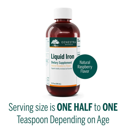 Genestra Brands Liquid Iron – Colloidal Mineral Supplement | Raspberry Flavor | 8.1 fl oz