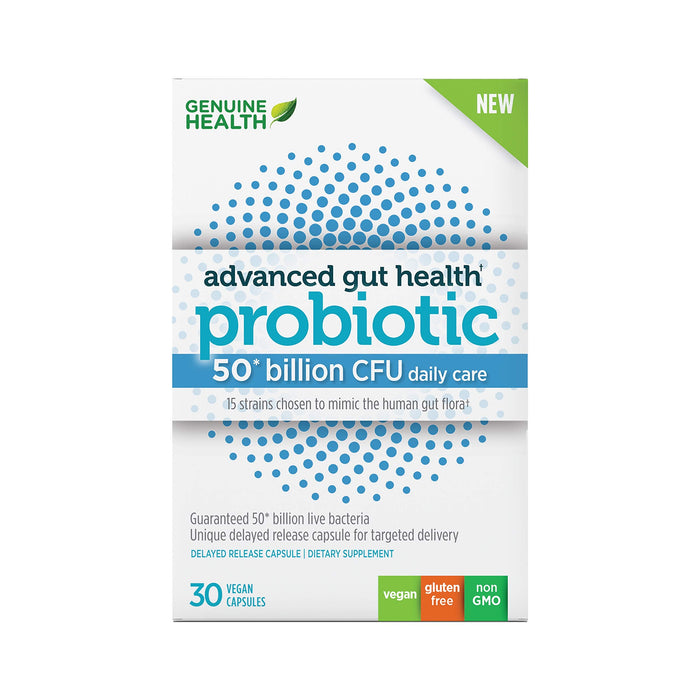 Genuine Health Probiotics 50B CFU – 15 Strains, Vegan, Soy & Gluten Free, 30 Count