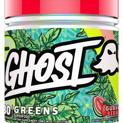 GHOST Greens Powder Guava Berry – 30 Servings | 19 Greens & Reds, Probiotic & Digestive Enzymes, Gluten-Free