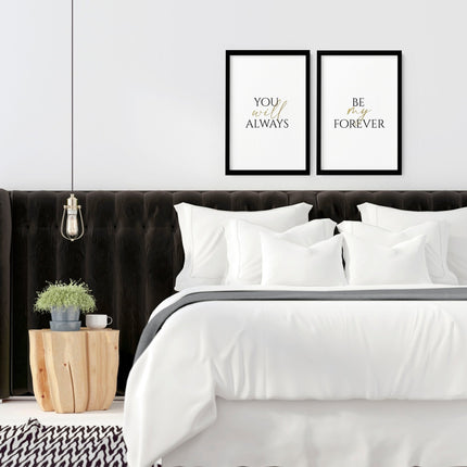 First anniversary gift for couple | set of 2 wall art prints for Bedroom