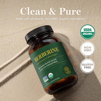 Global Healing Center Organic Berberine 1200mg with Cinnamon & Black Pepper – 60 Capsules