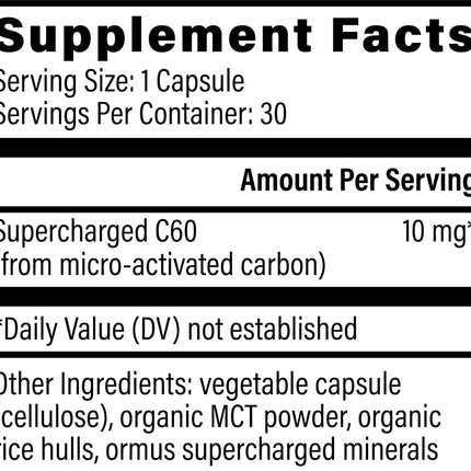 Global Healing Center Supercharged C60 – 10x More Powerful Fullerene + Organic MCT Powder (30 Capsules)