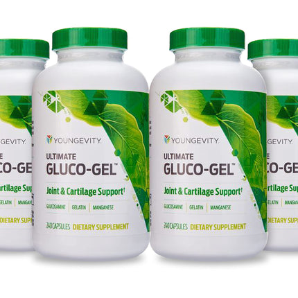Youngevity Ultimate Gluco-Gel - Gelatin, Glucosamine & Manganese for Joints | 240 Capsules | 4-Bottle Pack