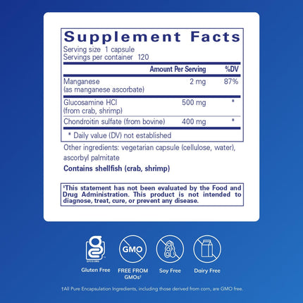 Pure Encapsulations Glucosamine Chondroitin with Manganese – Joint Support, Cartilage Health & Connective Tissue (120 Capsules)