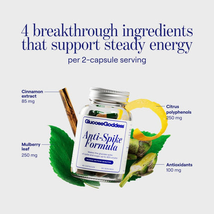 Anti-Spike Formula by The Glucose Goddess - Supports Healthy Blood Sugar Within Normal Range | Vegan | Gluten-Free | 60 Capsules