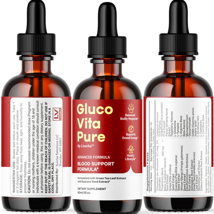 Glucovita Pure Drops – All Natural Gluco Vita Liquid Support (1 Month)