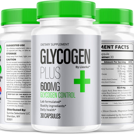 (2 Pack) Glycogen Plus – 600mg Capsules, All-Natural Glycogen Support