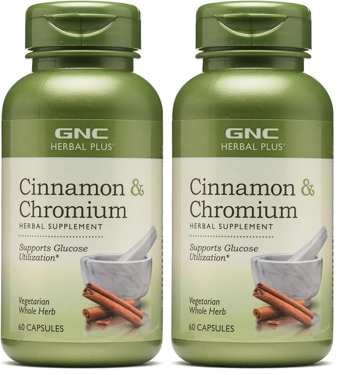 GNC Herbal Plus Cinnamon & Chromium – Vegetarian, 30 Servings (Pack of 2)