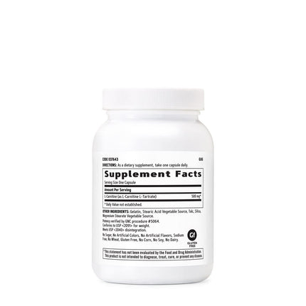 GNC L-Carnitine 500mg Supplement - Supports Muscle Recovery, 120 Servings