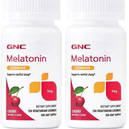 GNC Melatonin 1mg Cherry Lozenges – Restful Sleep (Pack of 2)