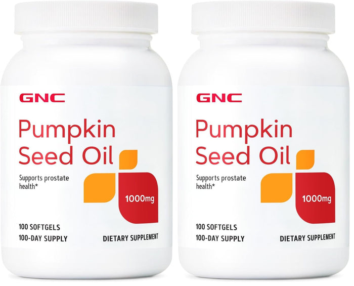 GNC Pumpkin Seed Oil 1000mg Softgels – Prostate Health Support, 200 Servings (Pack of 2)