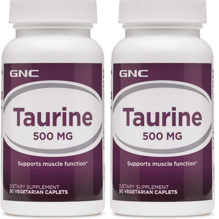GNC Taurine 500mg – 50 Caplets (Pack of 2) | Supports Muscle Function