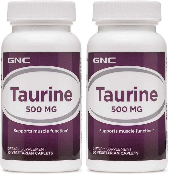 GNC Taurine 500mg – 50 Caplets (Pack of 2) | Supports Muscle Function