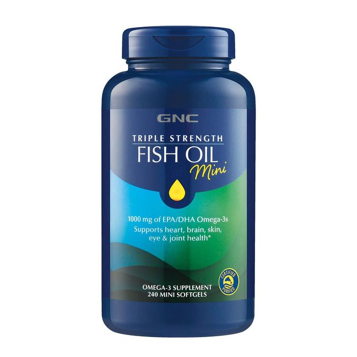 GNC Triple Strength Fish Oil Mini Omega-3 – 1000mg EPA/DHA, 240 Softgels