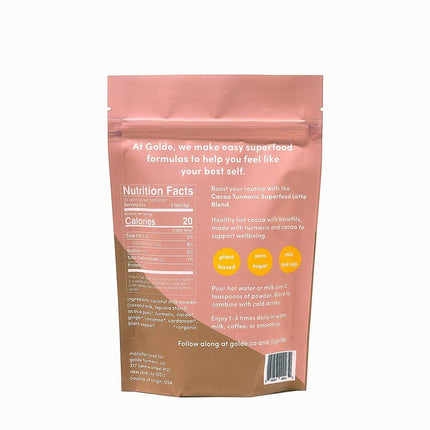 GOLDE Cacao Turmeric Superfood Latte Blend – Plant Based, Keto, Sugar-Free