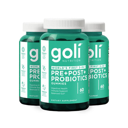 Goli Pre+Post+Probiotics Gummies – 180 Count | 3-in-1 Gluten-Free, Vegan, Non-GMO, Gelatin-Free
