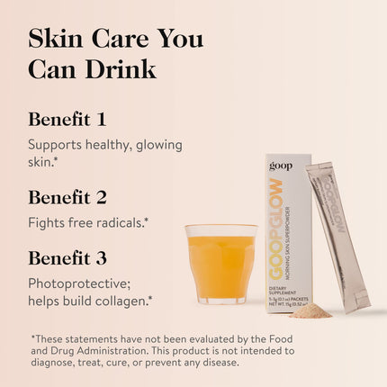 goop Beauty Morning Skin Drink Mix — Vitamin C & E for Radiant Skin, Lemon Verbena & Orange Flavor, 30 Pack
