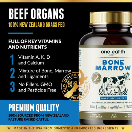 Grass Fed Beef Bone Marrow Supplement – 200 Count | New Zealand Sourced