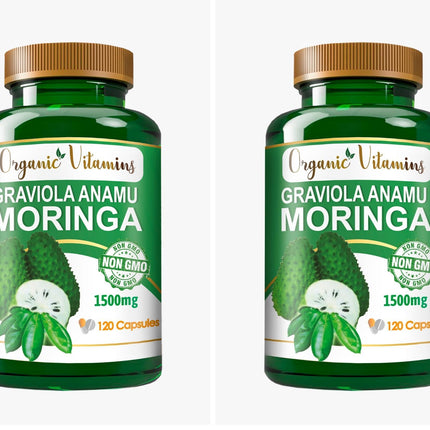 Graviola Soursop Green Superfood for Antioxidant Support (120 Capsules Pack of 2)