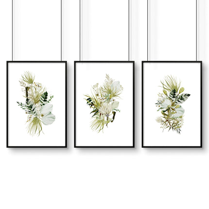 Botanical print wall art | set of 3 unique wall art for living room