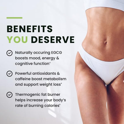 Green Tea Weight Loss Pills for Women & Men | 45% EGCG | Vegan Fat Burner | 120 Ct