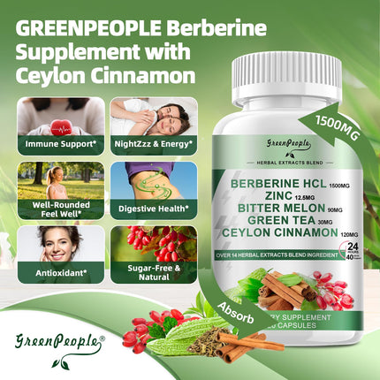 GREENPEOPLE Berberine with Cinnamon – 2 Pack, 120-Count