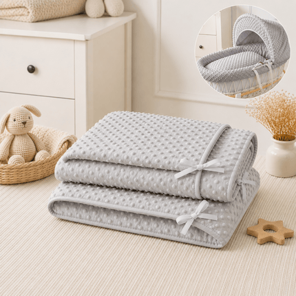 Grey Dimple Moses Basket Bedding Set (Basket Not Included!)