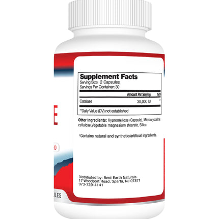 Best Earth Naturals Catalase 30,000 Supplement - Hair Support - 60 Capsules