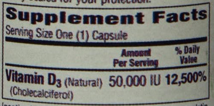 Bio-Tech Pharmacal D3-50 50,000 IU – 100 Caps | Vitamin D3 for Bone, Heart & Immune Health