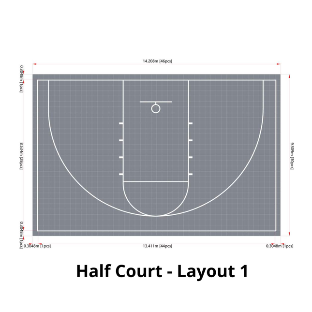 Basketball Court Flooring System - Half Court | Includes Court Markings